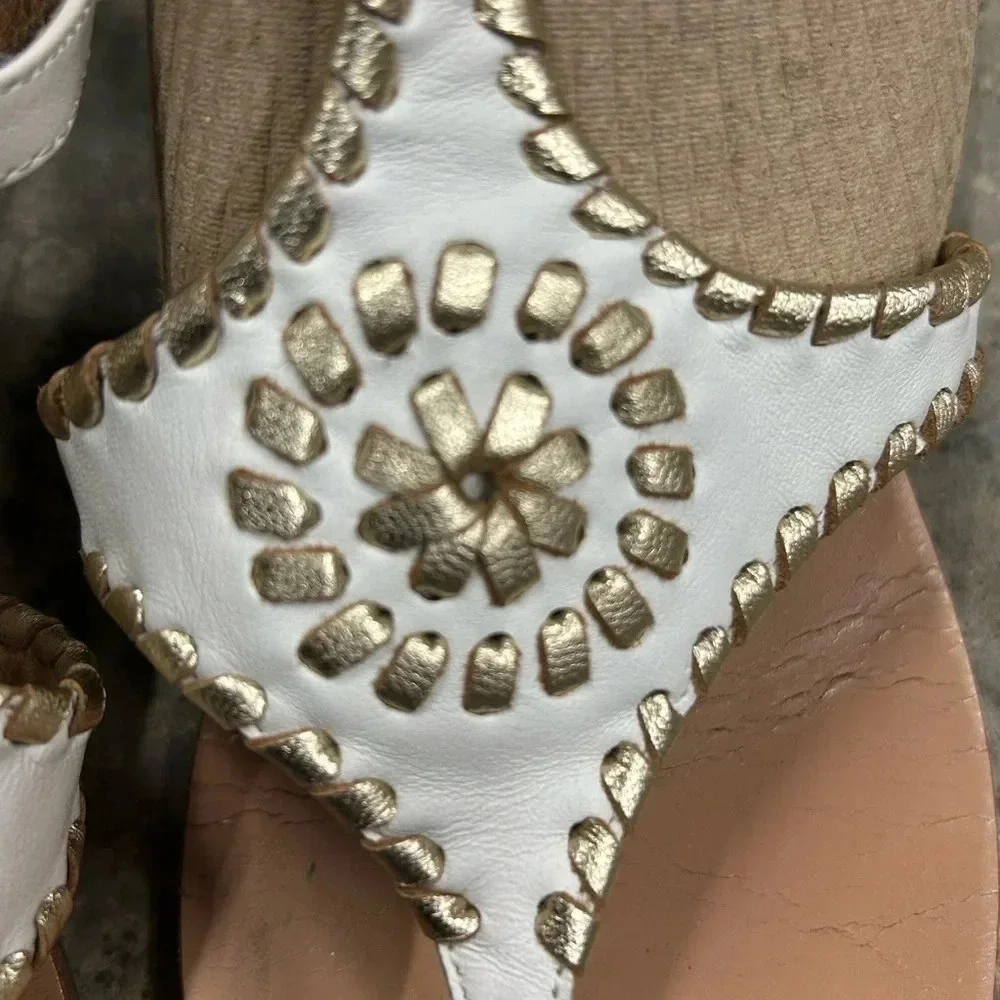 Jack Roger’s Elise Sandal Women’s 8.5‎ White/Platinum Stacked Heel